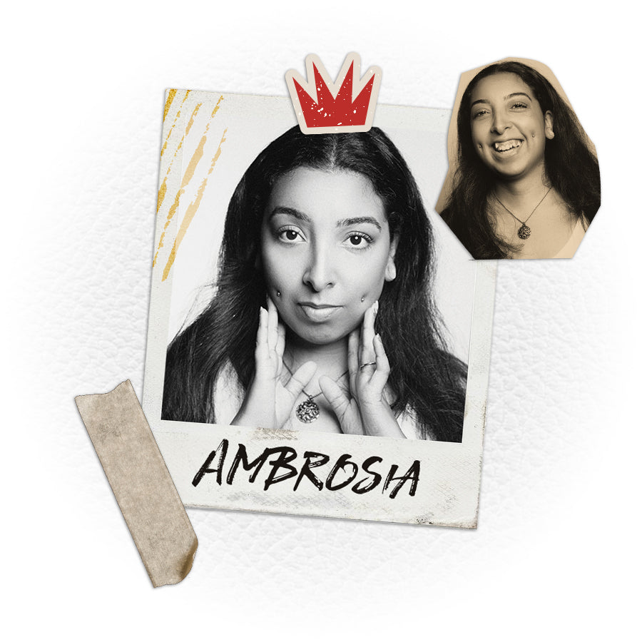 Ambroshia dark haired girl who pads instrument wall mounts.