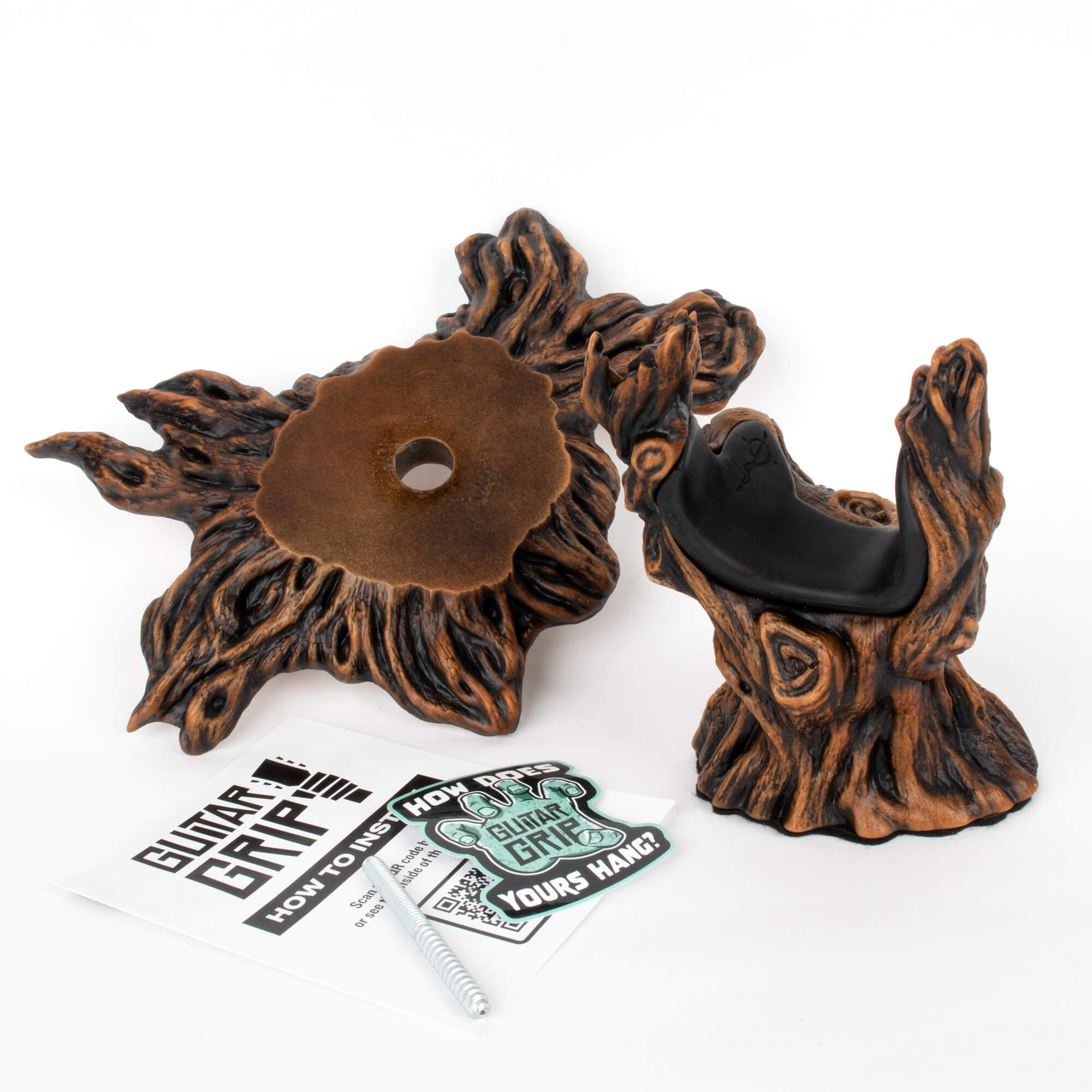 tree branch wall hanger for acoustic guitar and mandolins.