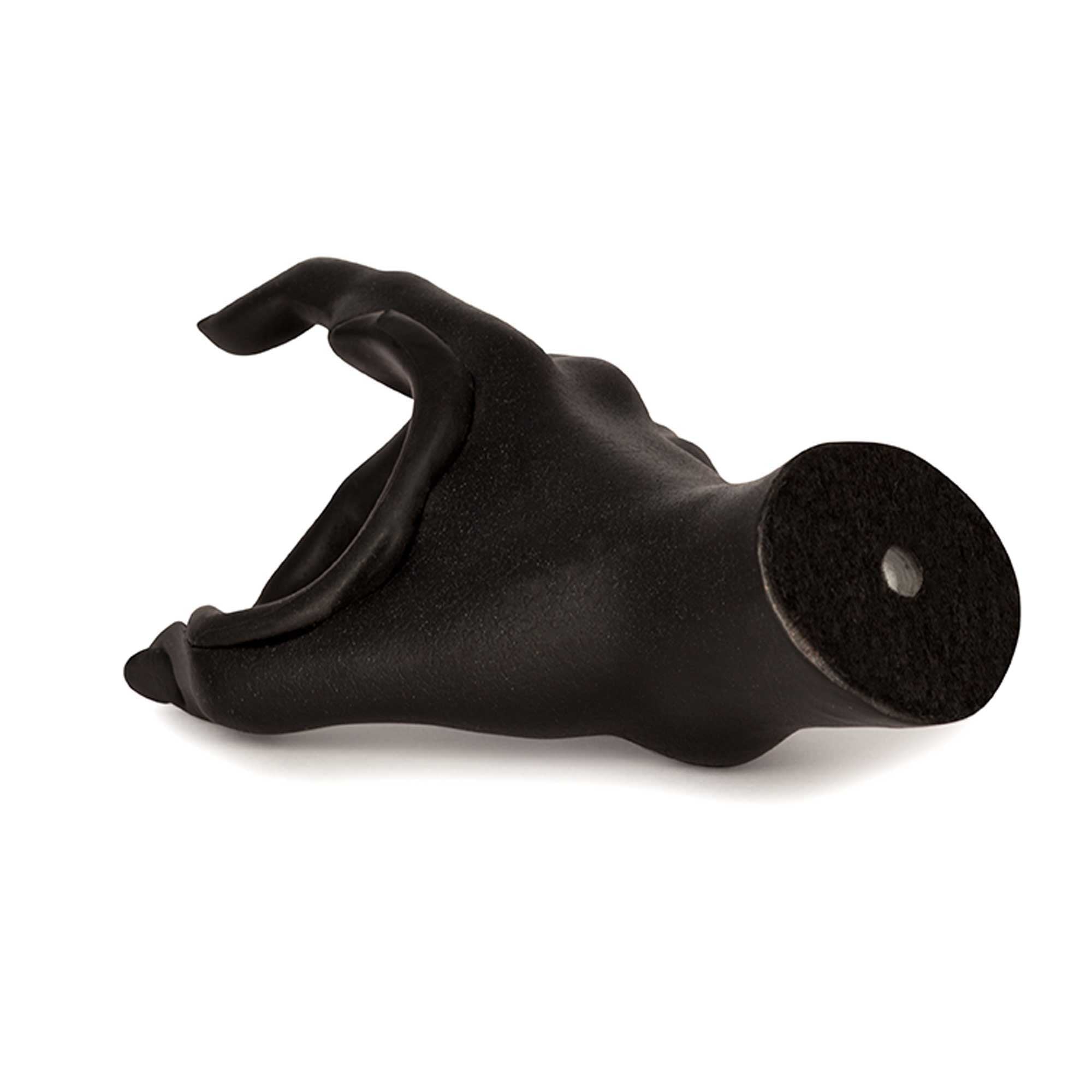 Guitar hook for wall. Back view in black crackle finish.