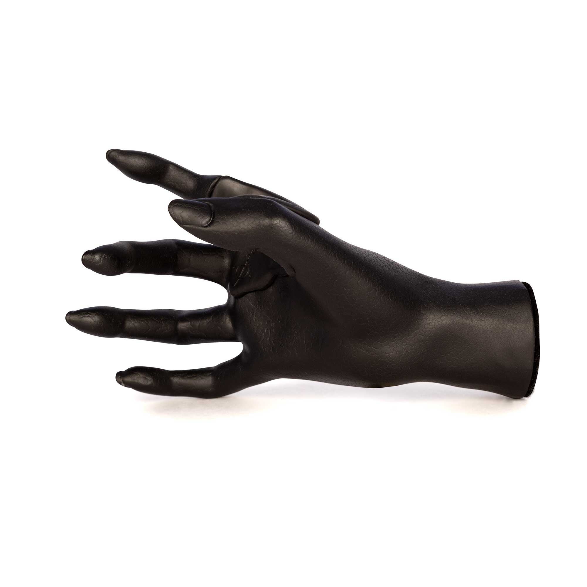 Black crackle finish on guitar wall hanger inside view.