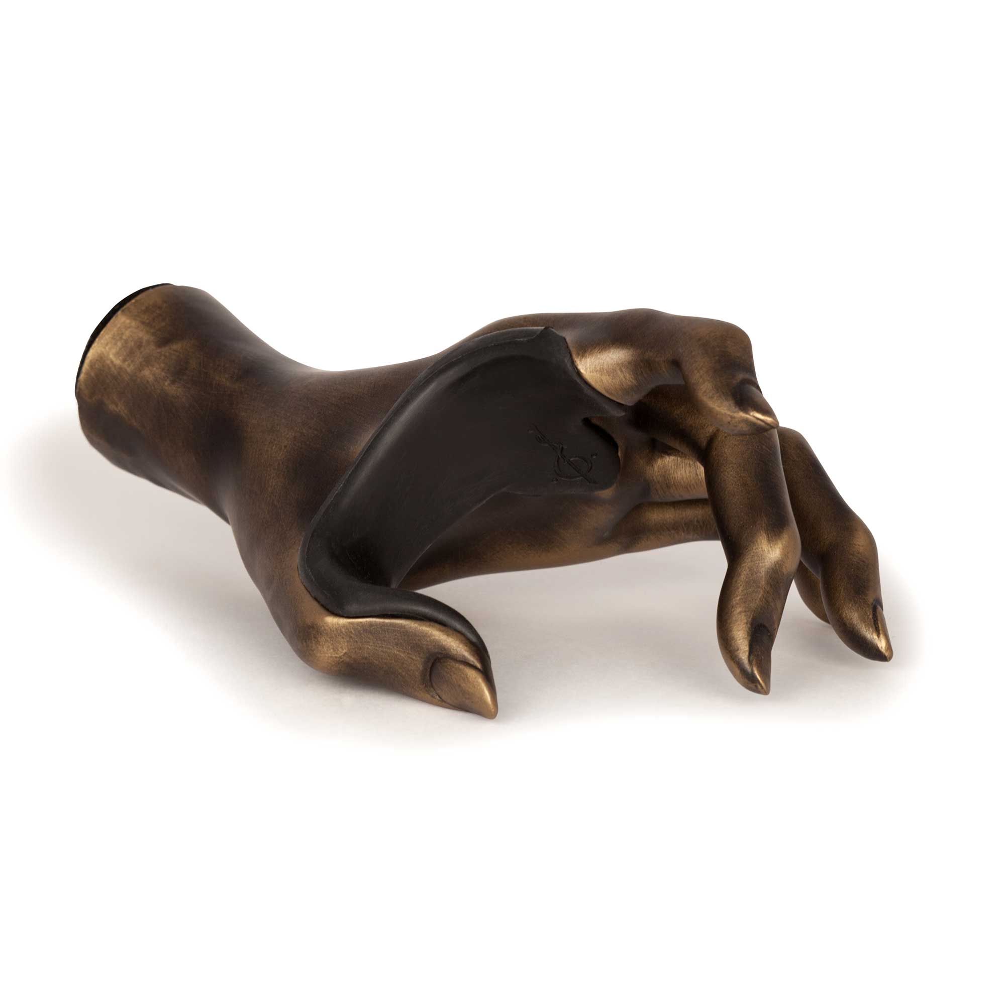 Guitar hanger wall mount. Antique gold finish top view.