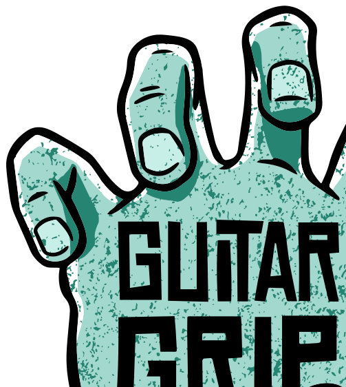 GuitarGrip green hand logo for holding guitars and other stringed instruments. 