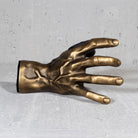 Outside view of male hand guitar mount for instrument hanging.